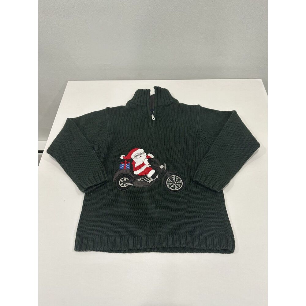 "Standard Blues" Boys Christmas Sweater Santa Motorcycle - Quarter Zip